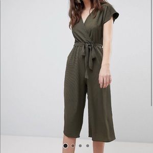 ASOS Olive Green Wrap Culotte Jumpsuit